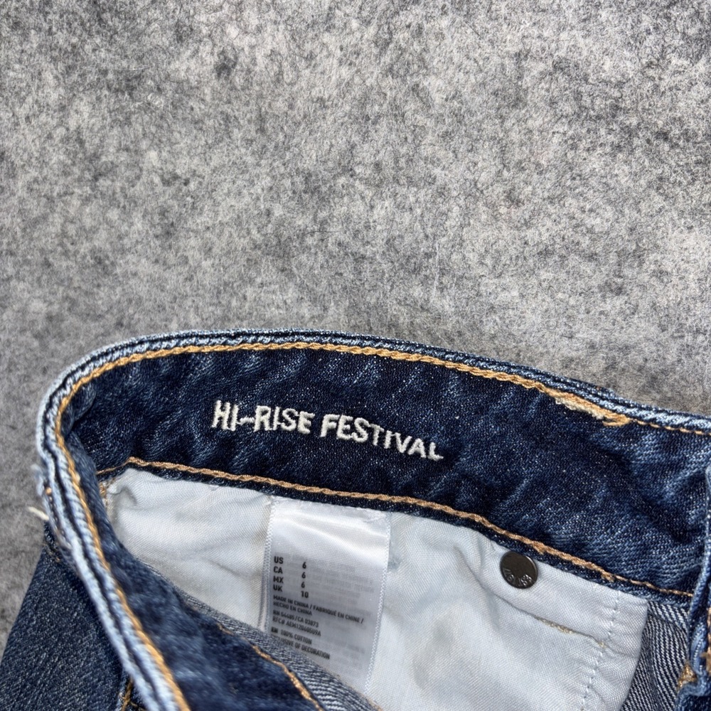 American Eagle Hi-Rise Festival Denim Shorts Women's 6 Distressed Crochet Cute - Picture 6 of 10